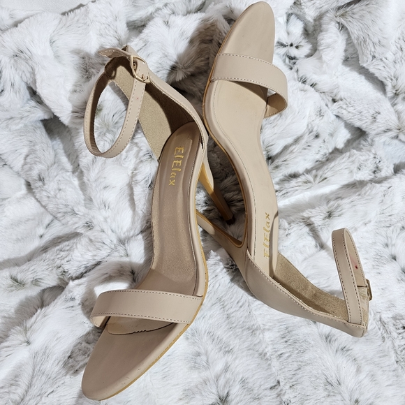 ElElax High Heels Stiletto Women's Ankle Strap Pumps Nude Open Toe Size 8.5B(M) - Picture 5 of 16